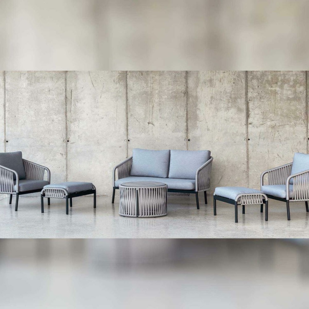 Salon de jardin détente en aluminium et cordes 4 places yina