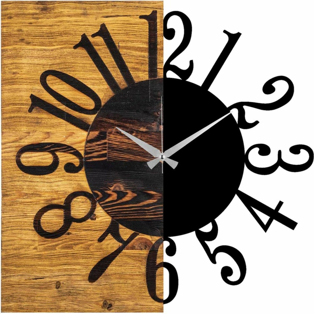 Horloge en bois et métal clock chiffres