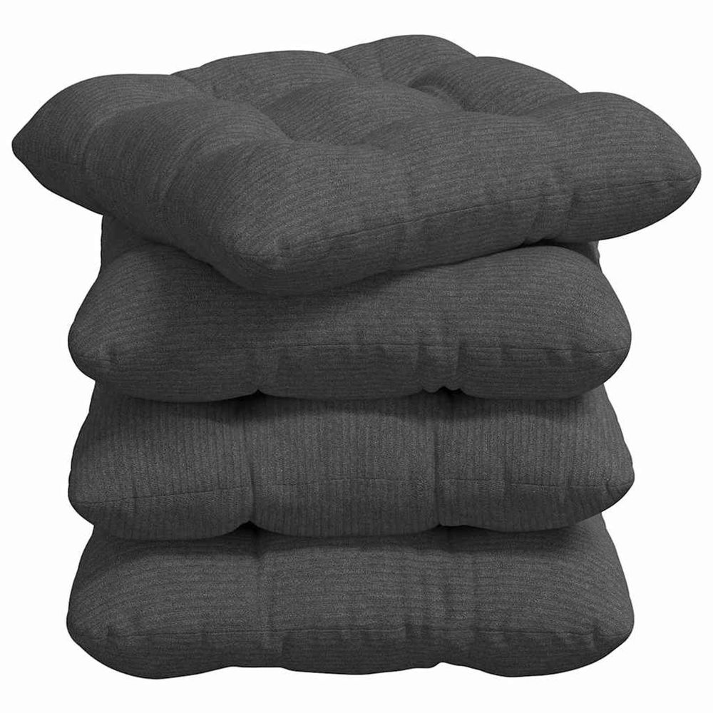 Coussins de siège 4 pc tissu en velours côtelé gris foncé