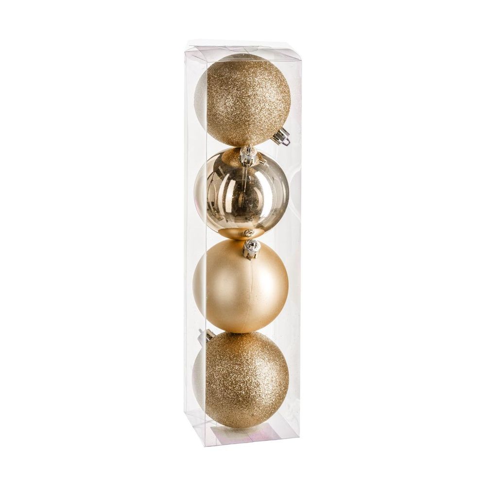 Déco de sapin lot de 4 boules de noël d 8 cm - or