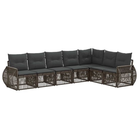 Ensemble de canapé de jardin 7 pc gris et gris foncé polyrotin