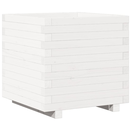 Jardinière blanc 50x50x49,5 cm bois de pin massif