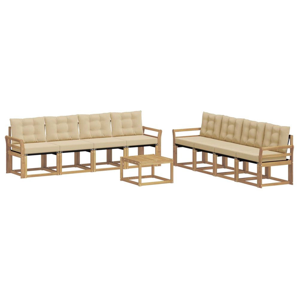 Ensemble de canapés d'extérieur 9 pc blanc et beige