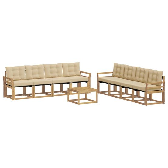 Ensemble de canapés d'extérieur 9 pc blanc et beige