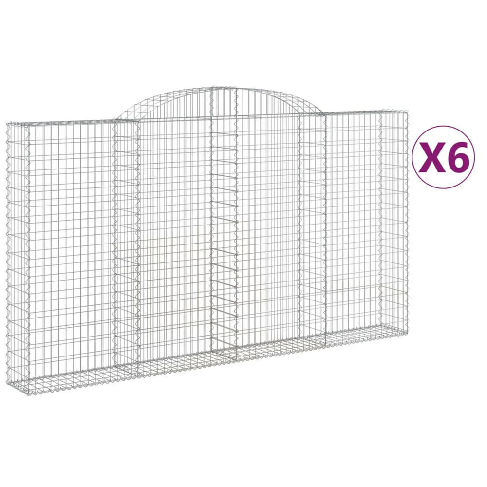 Paniers à gabions arqués 6 pcs 300x30x160/180 cm fer galvanisé