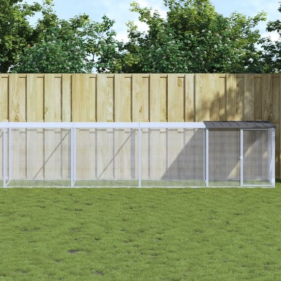 Poulailler avec toit acier galvanisé volaille extérieur parc couvert 1003x98x90cm anthracite