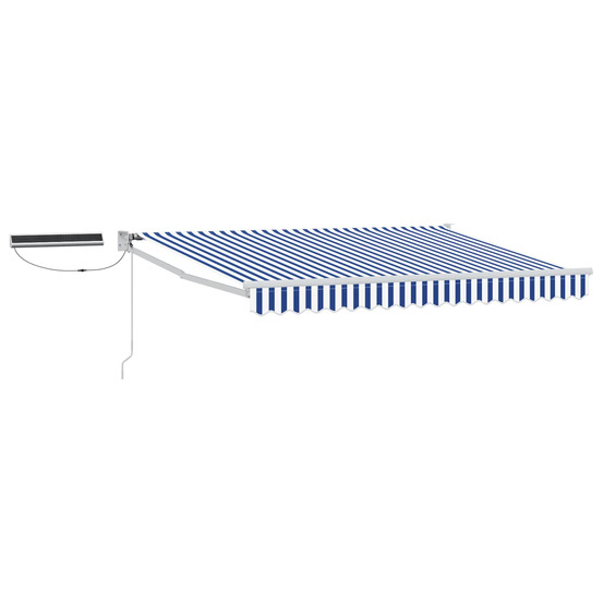 Auvent rétractable électrique bleu et blanc 3 x 2 m