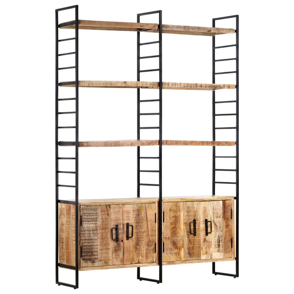 Bibliothèque à 4 niveaux 124x30x180 cm bois de manguier brut