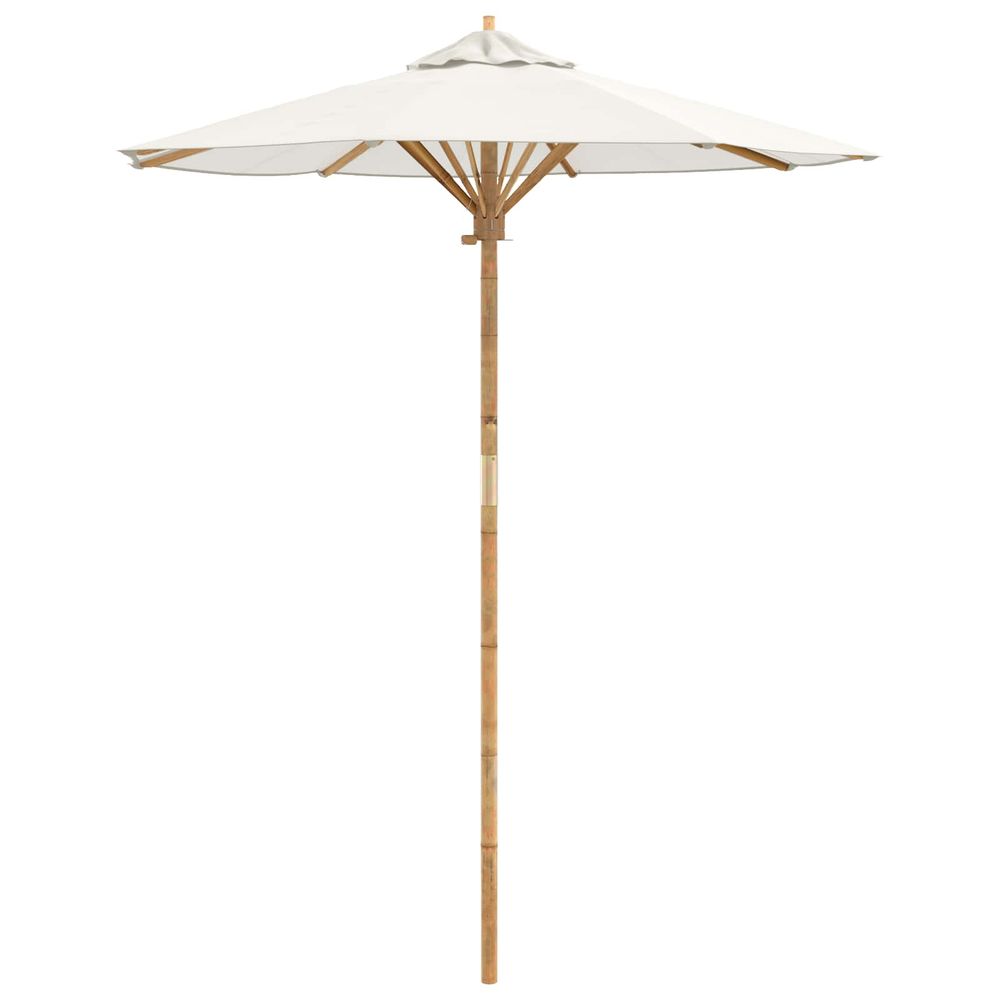 Parasol de jardin rond ø 180 x 230 cm bambou crème blanc