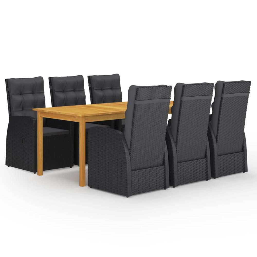 Ensemble à manger de jardin 7 pcs noir
