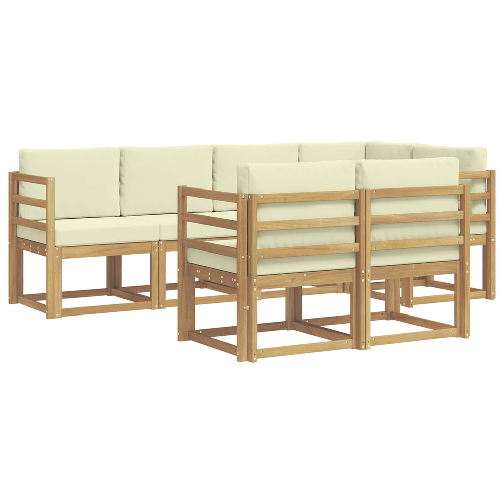 Ensemble de canapés d'extérieur 7 pcs blanc et crème polyester