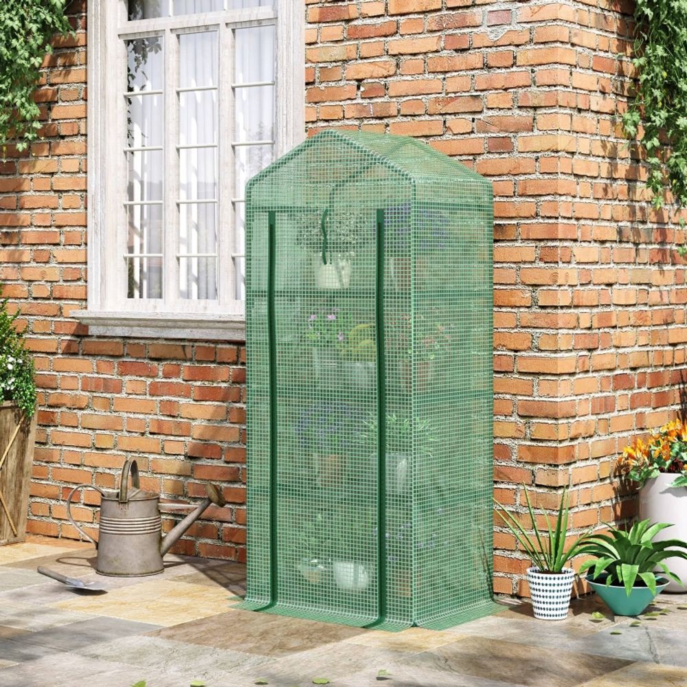 Serre de balcon 4 niveaux acier galvanisé 70 x 50 x 160 cm verte housse pe - comfortxl outdoor living