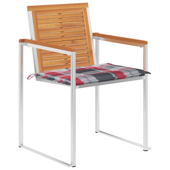 Chaises de jardin lot de 4 avec coussins bois d'acacia massif