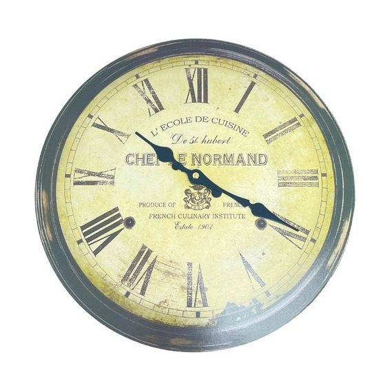 Horloge murale décorative vintage ancien salon bois noir beige 35 cm