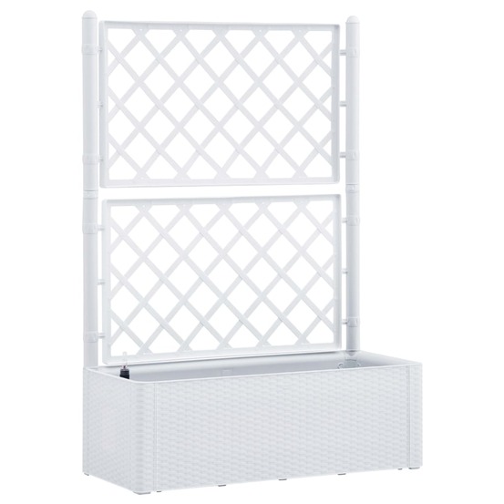 Jardinière lit surélevé plantes fleurs jardin et treillis et système d'arrosage 142 cm blanc