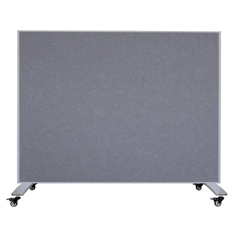 Cloison mobile tableau blanc + panneau acoustique 160×120 cm gris/blanc