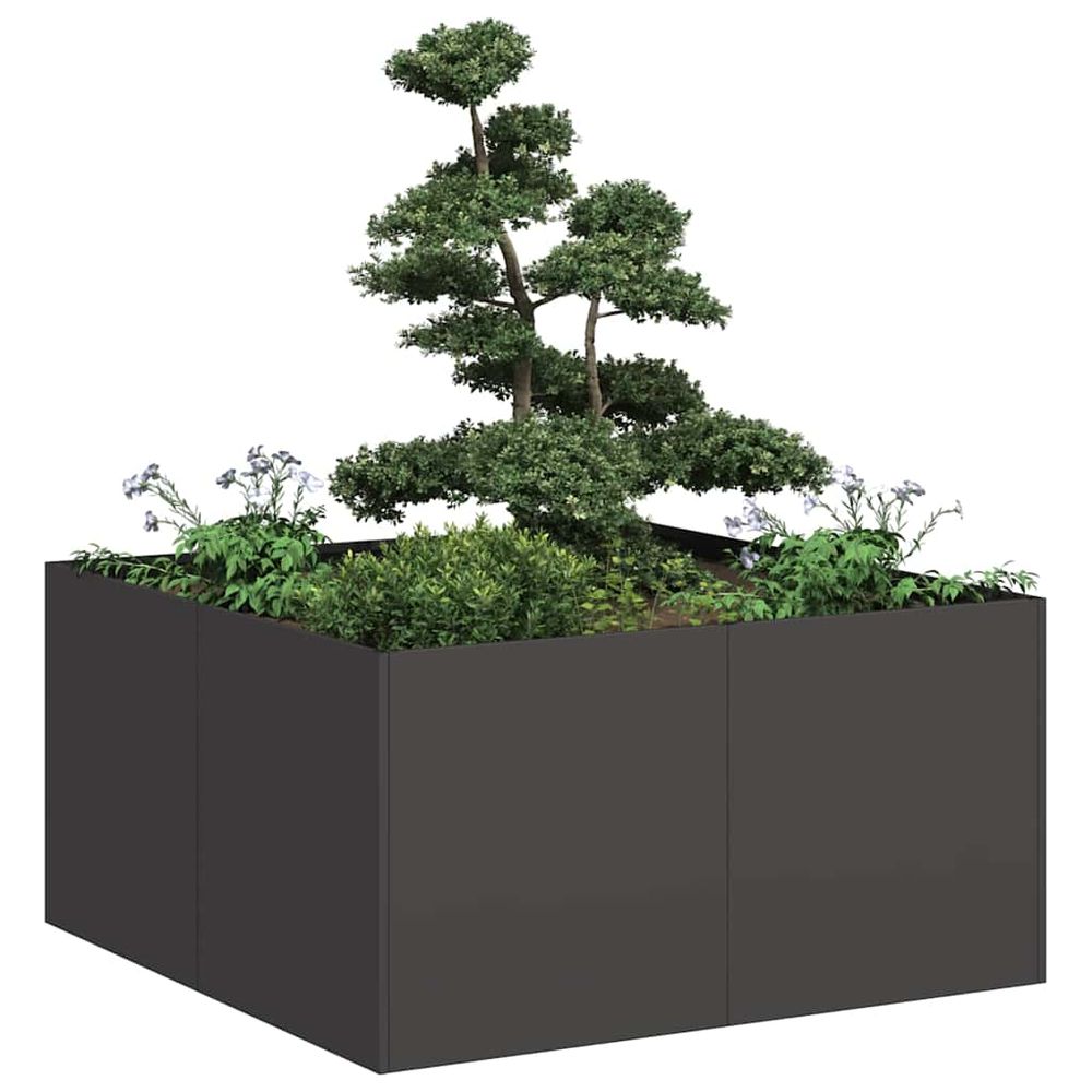Jardinière carrée acier laminé potager extérieur noir 80x80 cm