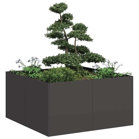 Jardinière carrée acier laminé potager extérieur noir 80x80 cm