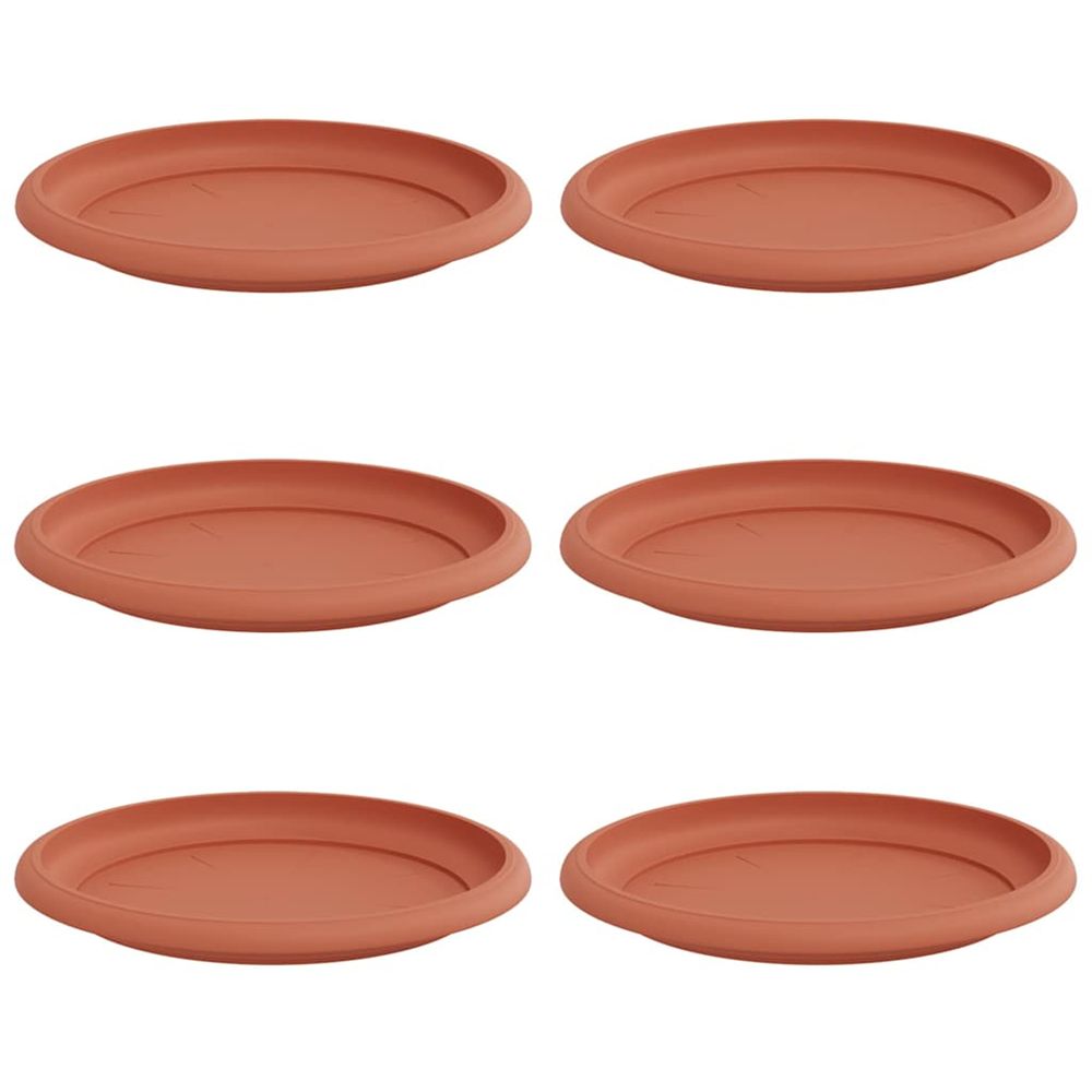 Plateau à fleurs rond 6 pc rouge brique ø 17,5 x 2 cm plastique