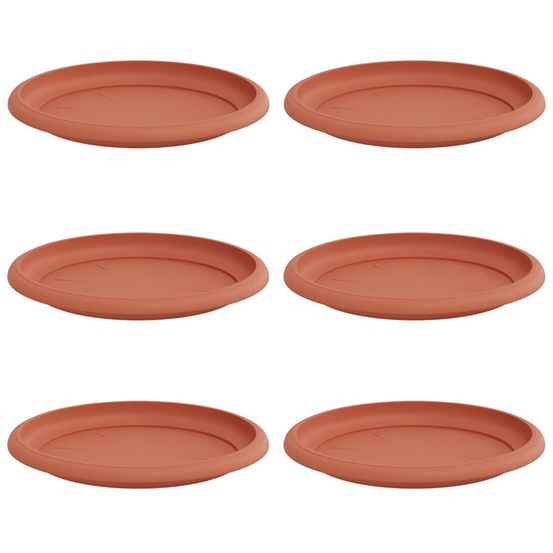 Plateau à fleurs rond 6 pc rouge brique ø 17,5 x 2 cm plastique