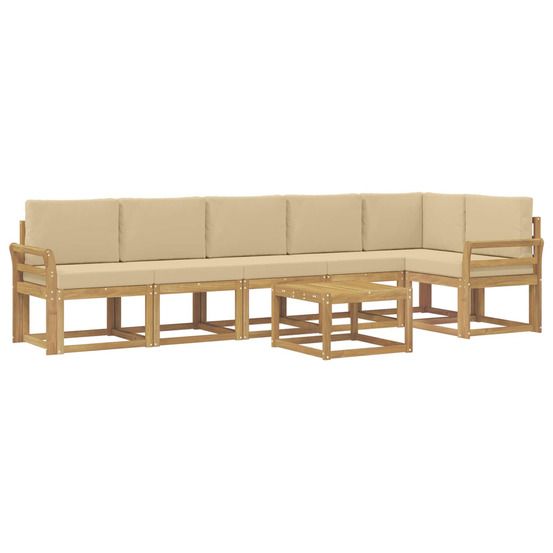 Ensemble de canapés d'extérieur 7 pc blanc et beige polyester
