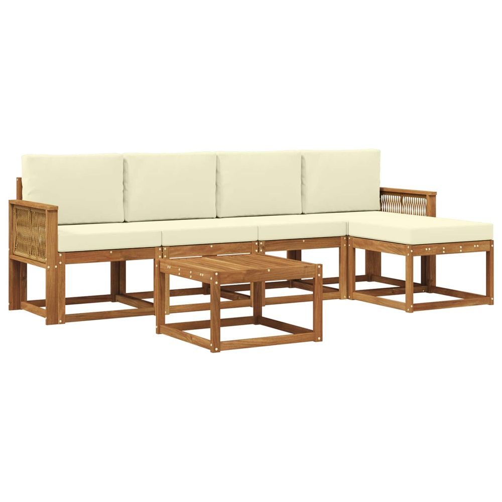 Ensemble de canapés d'extérieur 6 pc naturel et crème polyester