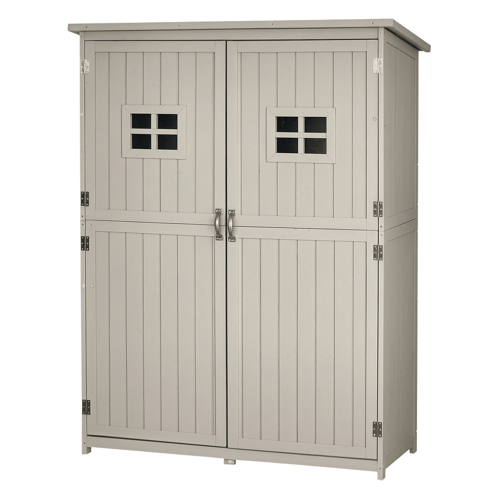 Abri de jardin bois sapin rangement outils extérieur double porte fenêtres 127x50x164cm gris - comfortxl outdoor living
