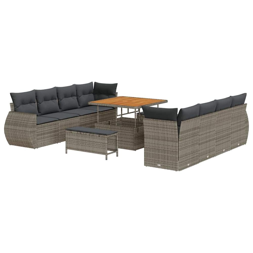 Ensemble de canapé de jardin 11 pc gris polyrotin