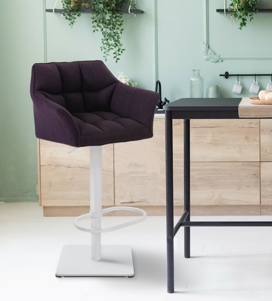 Lot de 2 tabourets de bar damaso tissu blanc