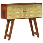 Buffet bahut armoire console meuble de rangement bois de sesham solide imprimé doré 90 cm