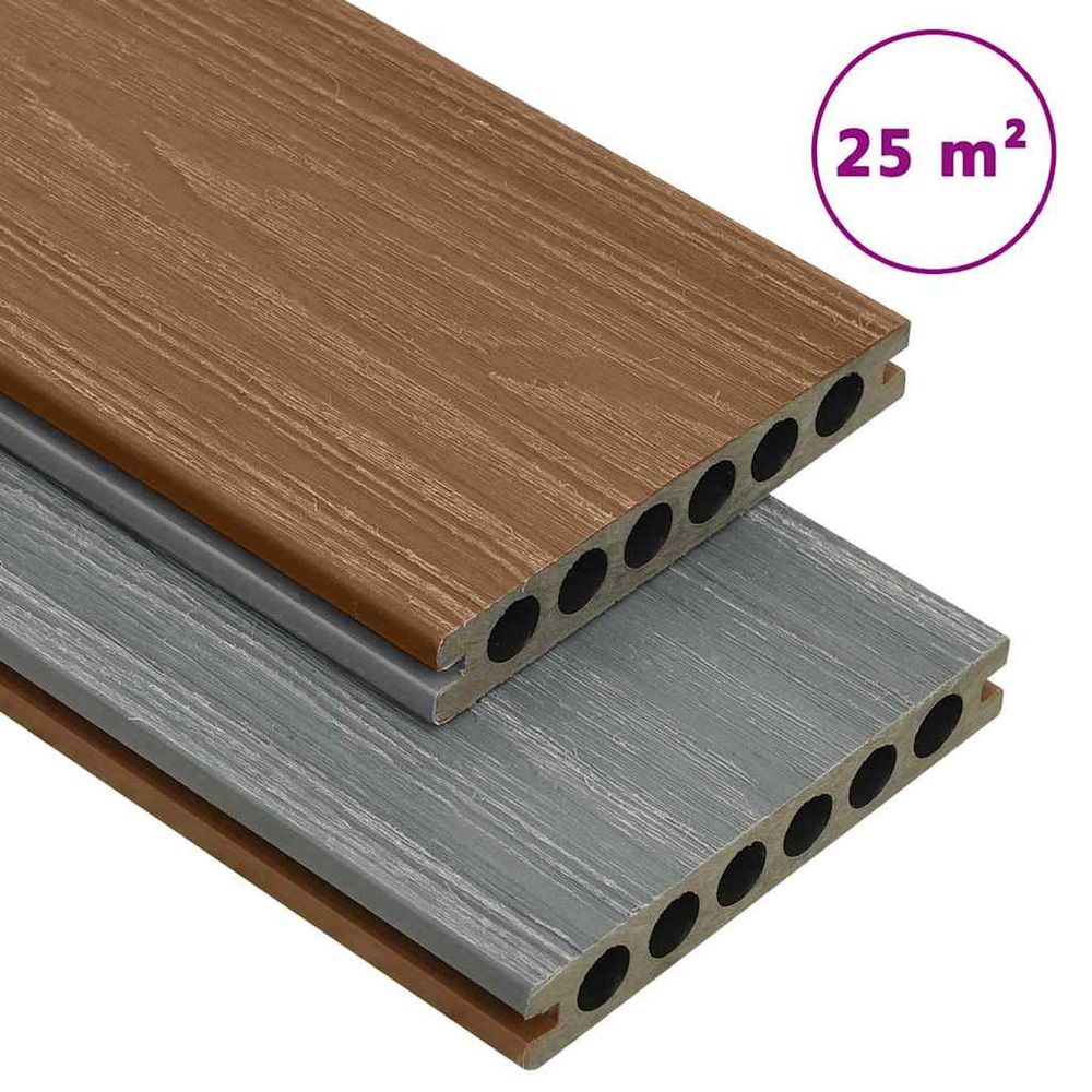 Panneaux de terrasse et accessoires wpc marron/gris 25 m² 4 m