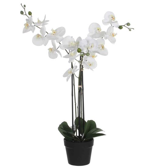 Mica decorations fleur artificielle phalaenopsis - 75x51x79 cm - polyester - blanc