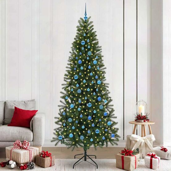 Sapin de noël artificiel géant 240 cm lumineux, pack décoration tout-en-un