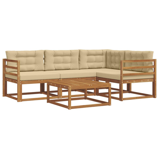 Ensemble de canapés d'extérieur 5 pcs naturel et beige
