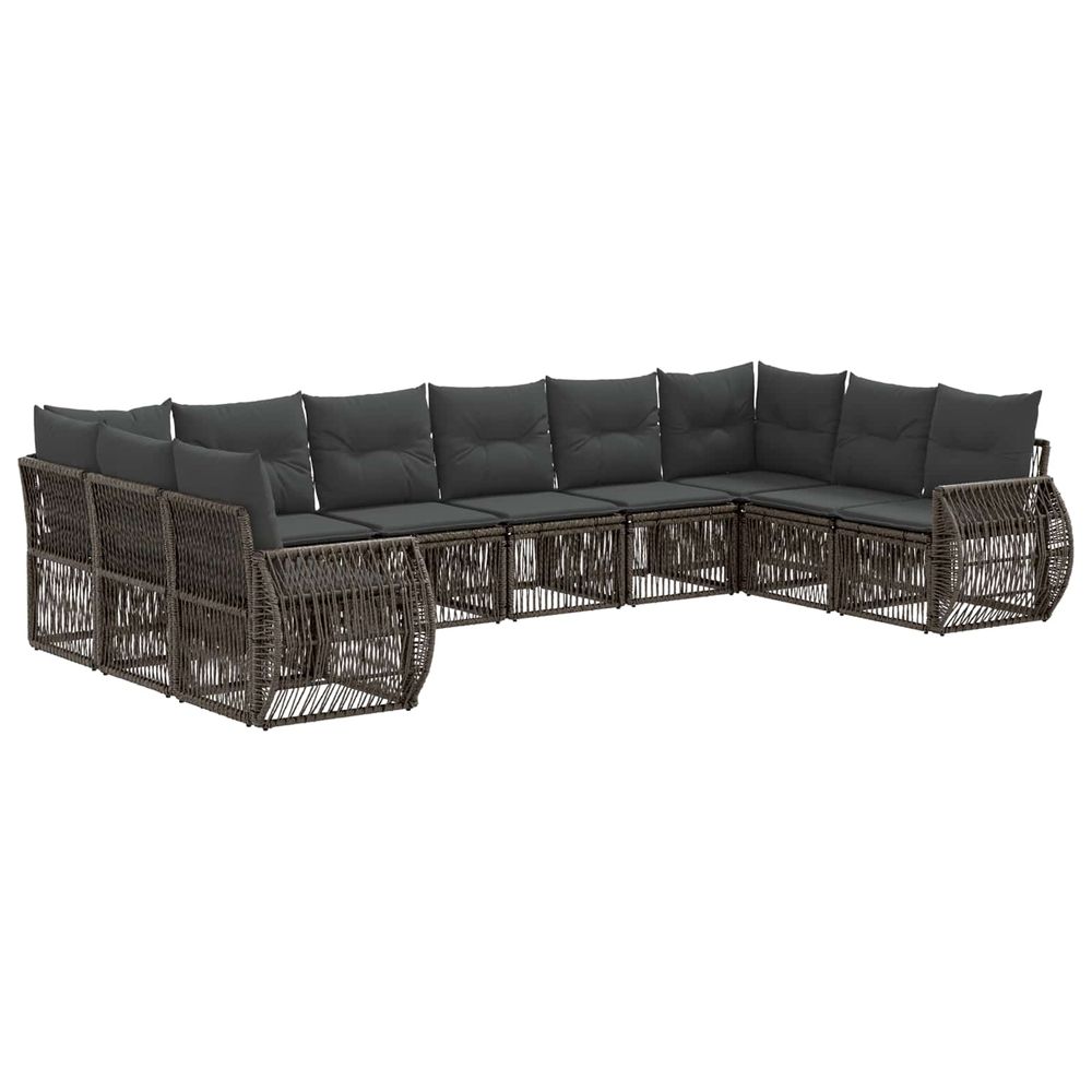 Ensemble de canapé de jardin 10 pc gris et gris foncé polyrotin