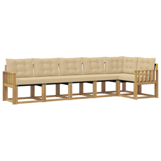 Ensemble de canapés d'extérieur 6 pcs blanc et beige