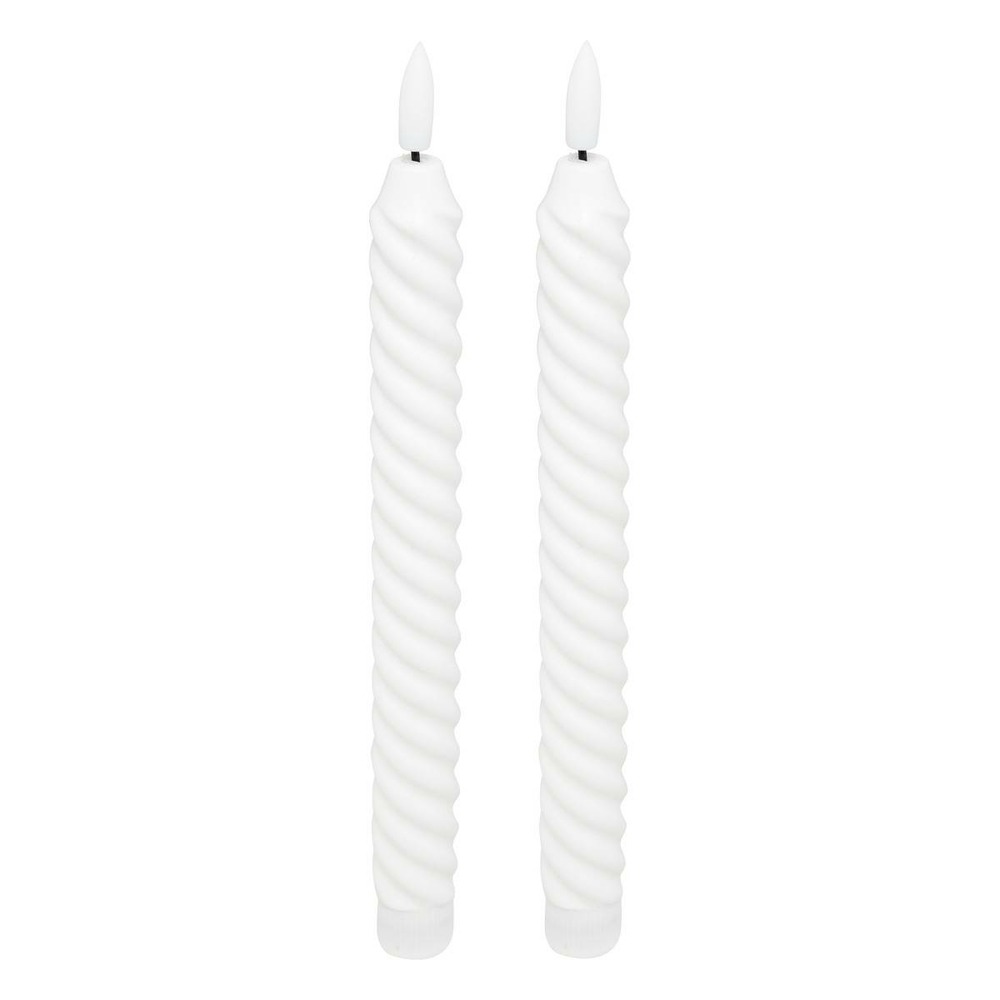 Lot de 2 bougies bâton led twist aloe h.22cm blanc