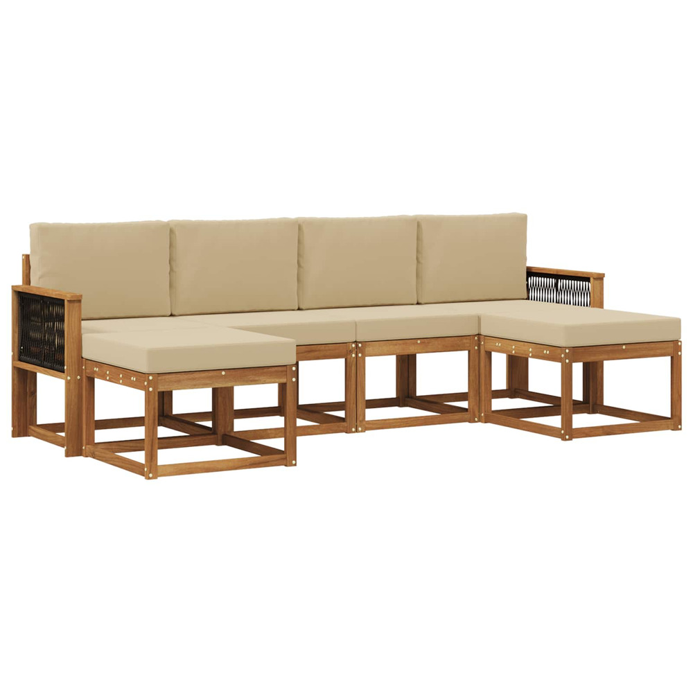 Ensemble de canapés d'extérieur 6 pcs naturel et beige