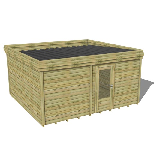 Abri de jardin bois pin traité autoclave 27mm - 4,69x4,34m / 20m2 - bac acier - plancher bois