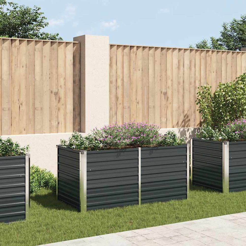 Jardinière surélevée acier galvanisé pour potager anthracite 160x80x77 cm