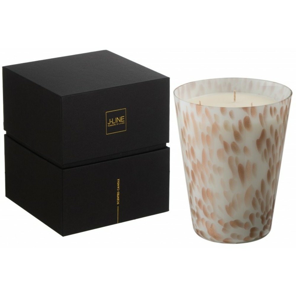 Bougie parfumée dans pot en verre blanc - doré 16x16x19 cm