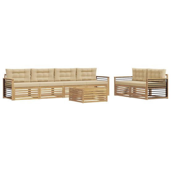 Ensemble de canapés d'extérieur 7 pc blanc et beige polyester