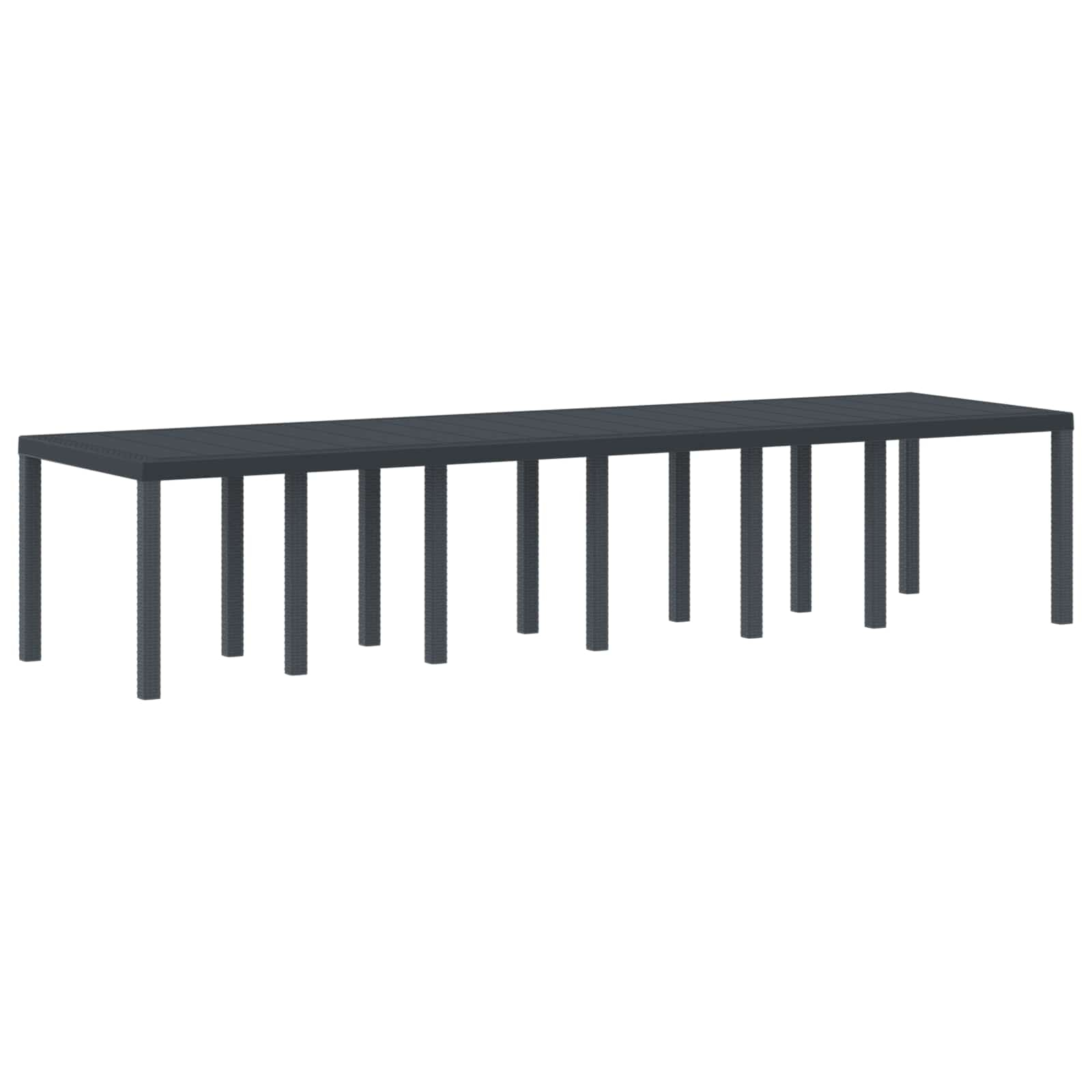 Table de jardin anthracite 350 x 100 x 74 cm polyrotin