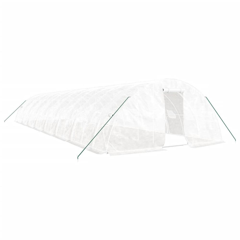 Serre avec cadre en acier blanc 80 m² 16x5x2,3 m