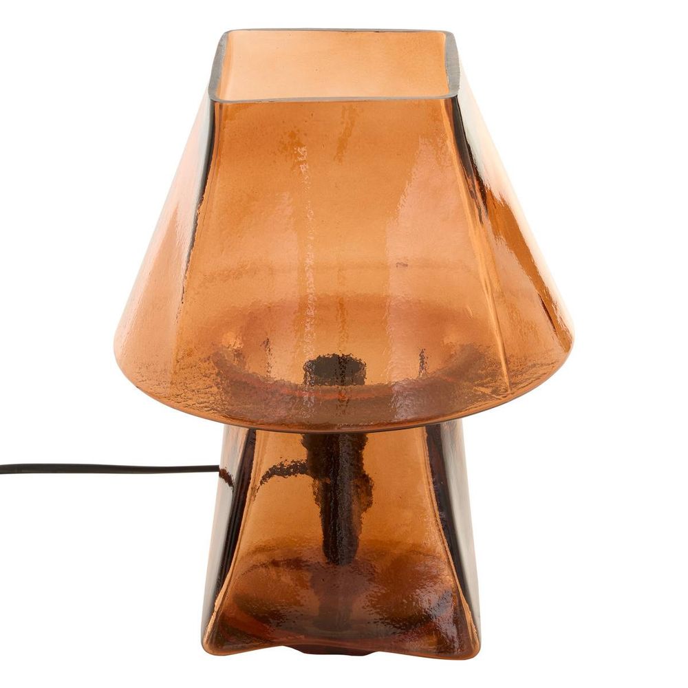 Lampe champignon elita h.26cm en verre ambre