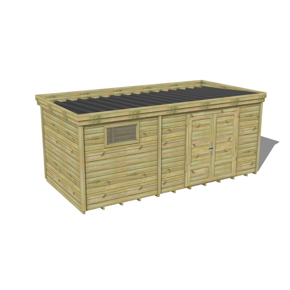Abri de jardin bois pin traité autoclave 27mm - 5,495x2,64m / 15m2 - bac acier - plancher bois