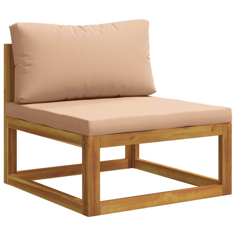 Canapé central modulable avec coussins bois d'acacia massif