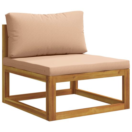 Canapé central modulable avec coussins bois d'acacia massif