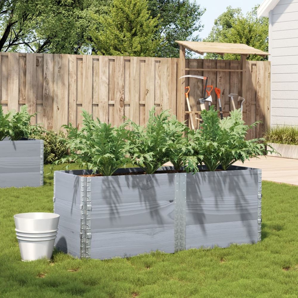 Jardinière rectangulaire bois massif de pin pour potager balcon pliable 150x50 cm gris