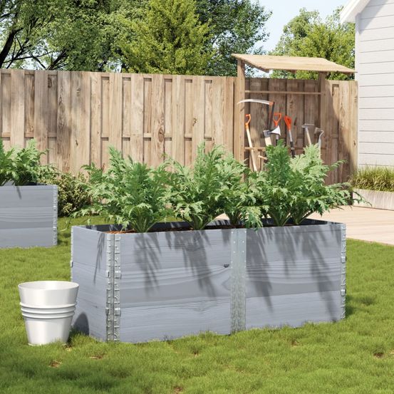 Jardinière rectangulaire bois massif de pin pour potager balcon pliable 150x50 cm gris